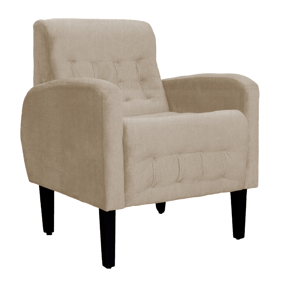 Poltrona Decorativa Luiza Para Sala Suede Cappuccino - DS Estofados