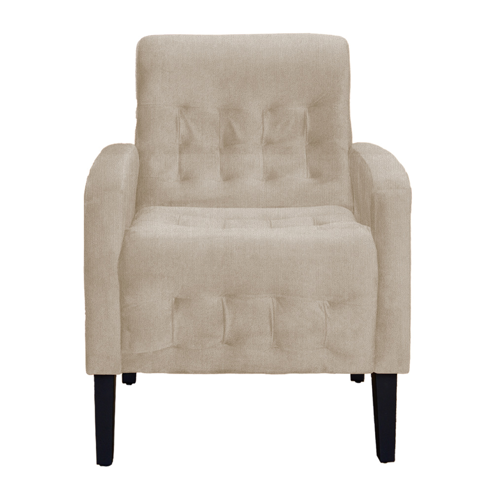 Poltrona Decorativa Luiza Para Sala Suede Cappuccino - DS Estofados