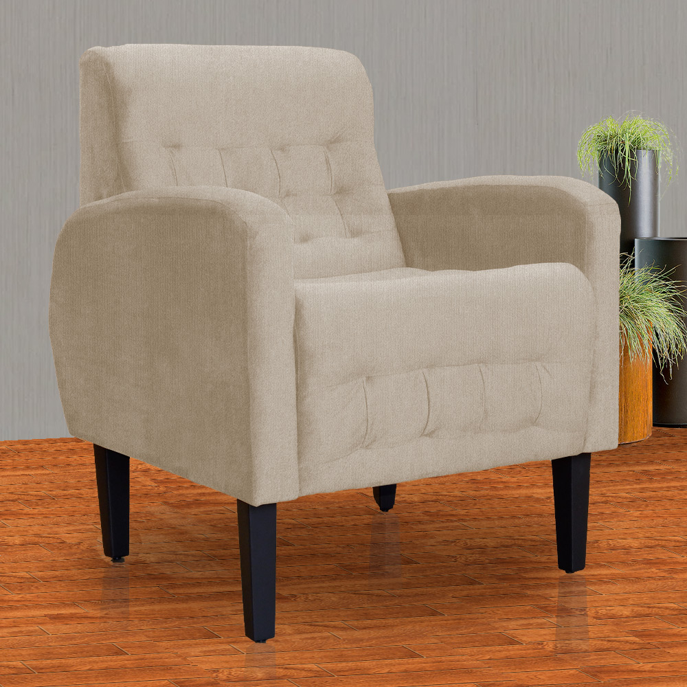 Poltrona Decorativa Luiza Para Sala Suede Cappuccino - DS Estofados