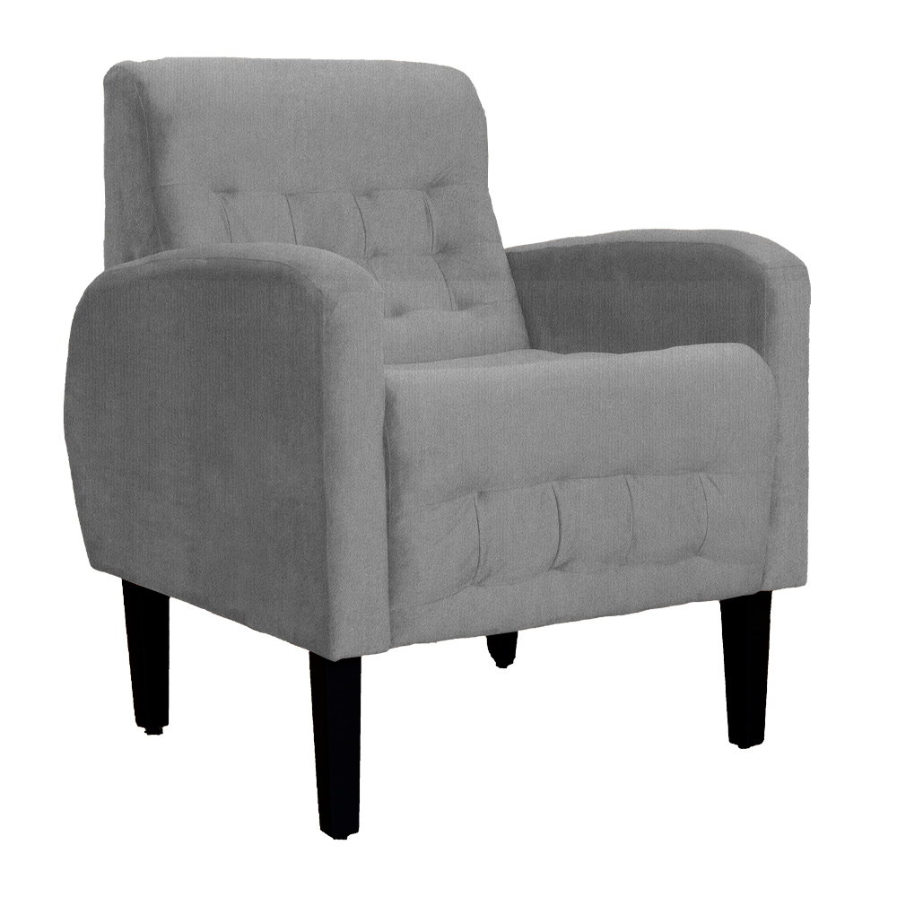 Poltrona Decorativa Luiza Para Sala Suede Cinza - DS Estofados