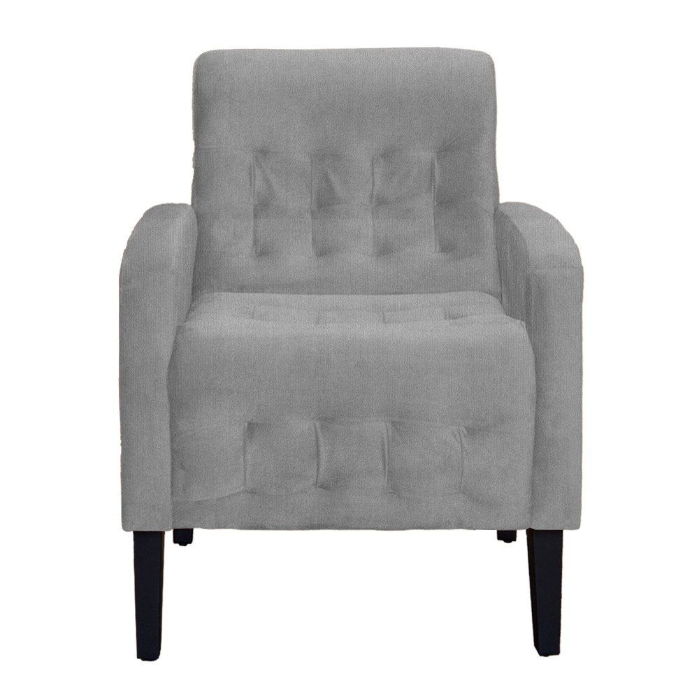 Poltrona Decorativa Luiza Para Sala Suede Cinza - DS Estofados