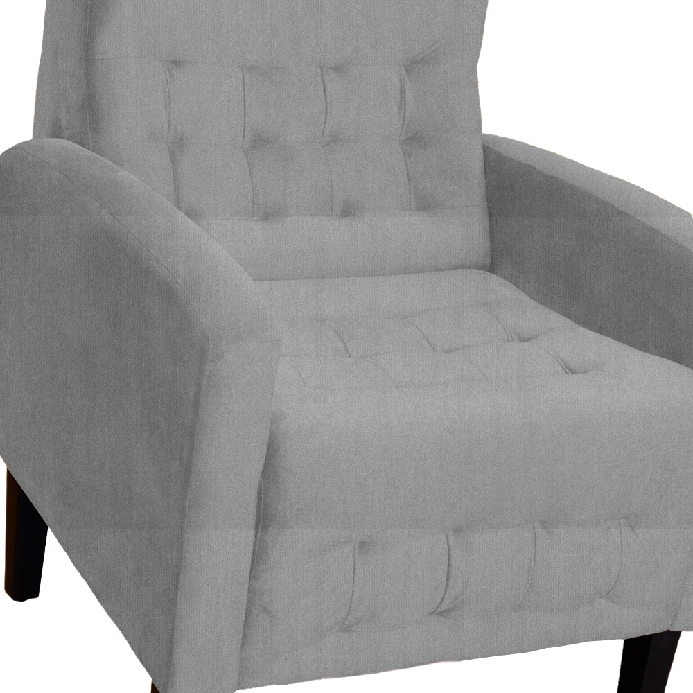 Poltrona Decorativa Luiza Para Sala Suede Cinza - DS Estofados