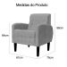 Poltrona Decorativa Luiza Para Sala Suede Cinza - DS Estofados