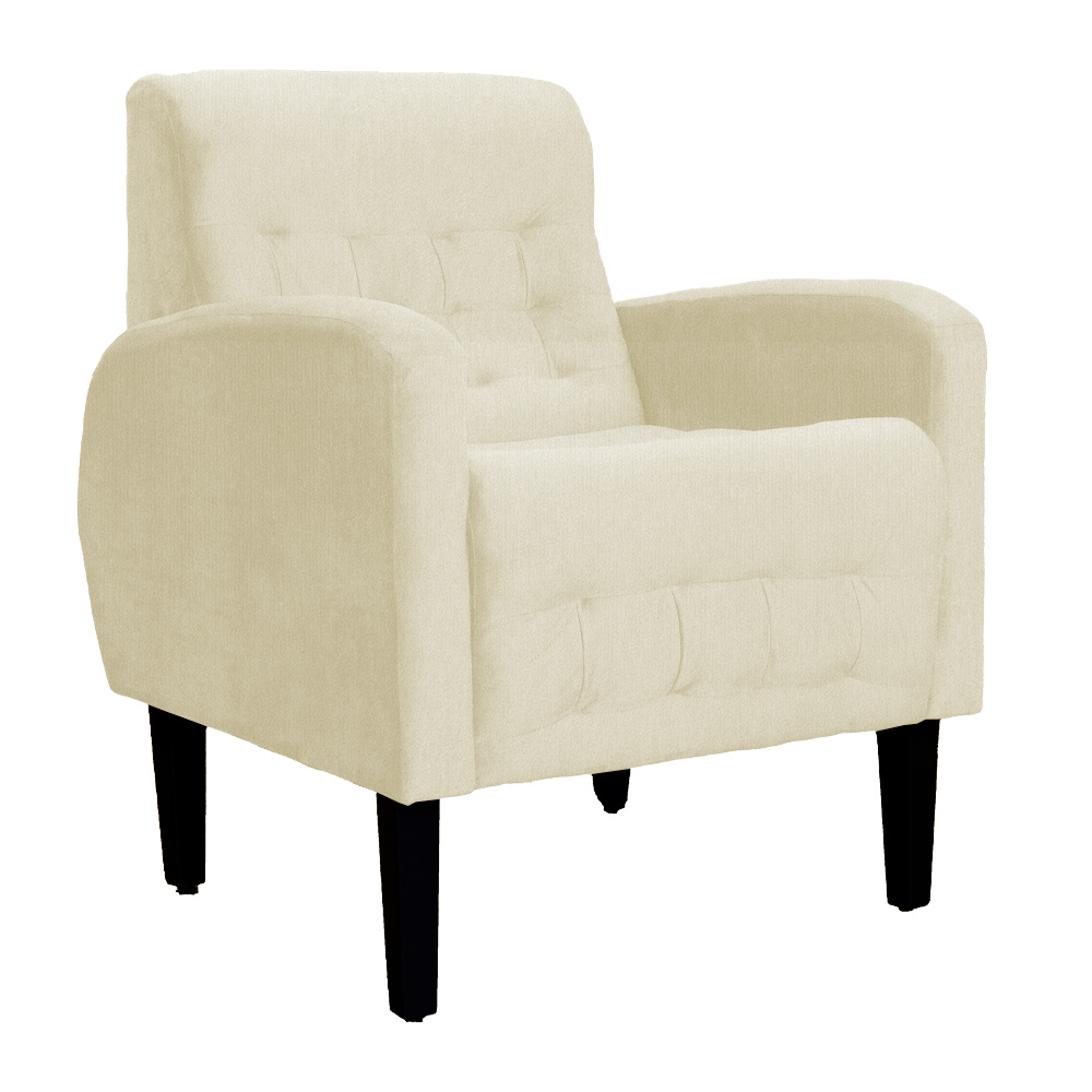 Poltrona Decorativa Luiza Para Sala Suede Marfim - DS Estofados