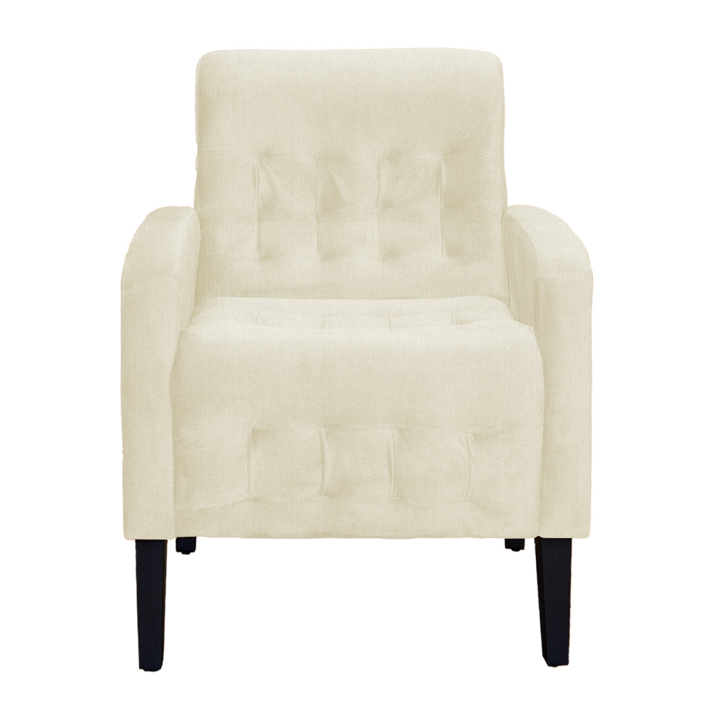 Poltrona Decorativa Luiza Para Sala Suede Marfim - DS Estofados