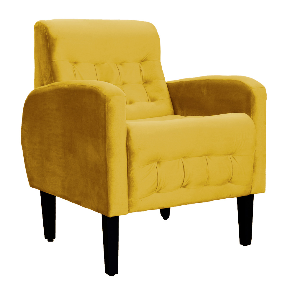 Poltrona Decorativa Luiza Para Sala de Tv Veludo Mostarda - DS Estofados