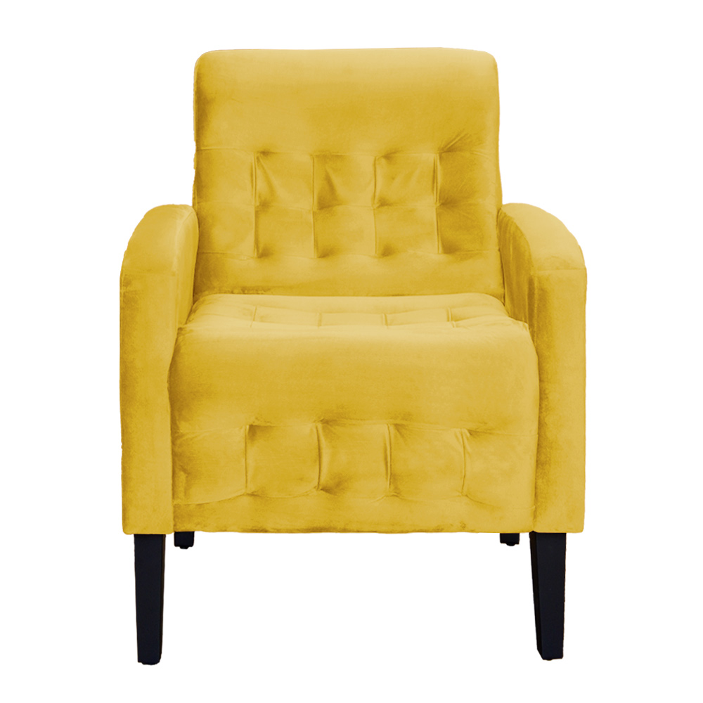 Poltrona Decorativa Luiza Para Sala de Tv Veludo Mostarda - DS Estofados