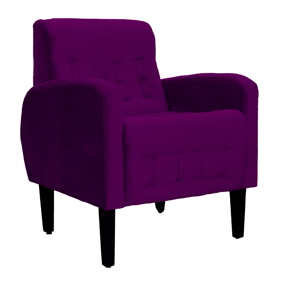 Poltrona Decorativa Luiza Para Sala de Tv Veludo Roxo - DS Estofados
