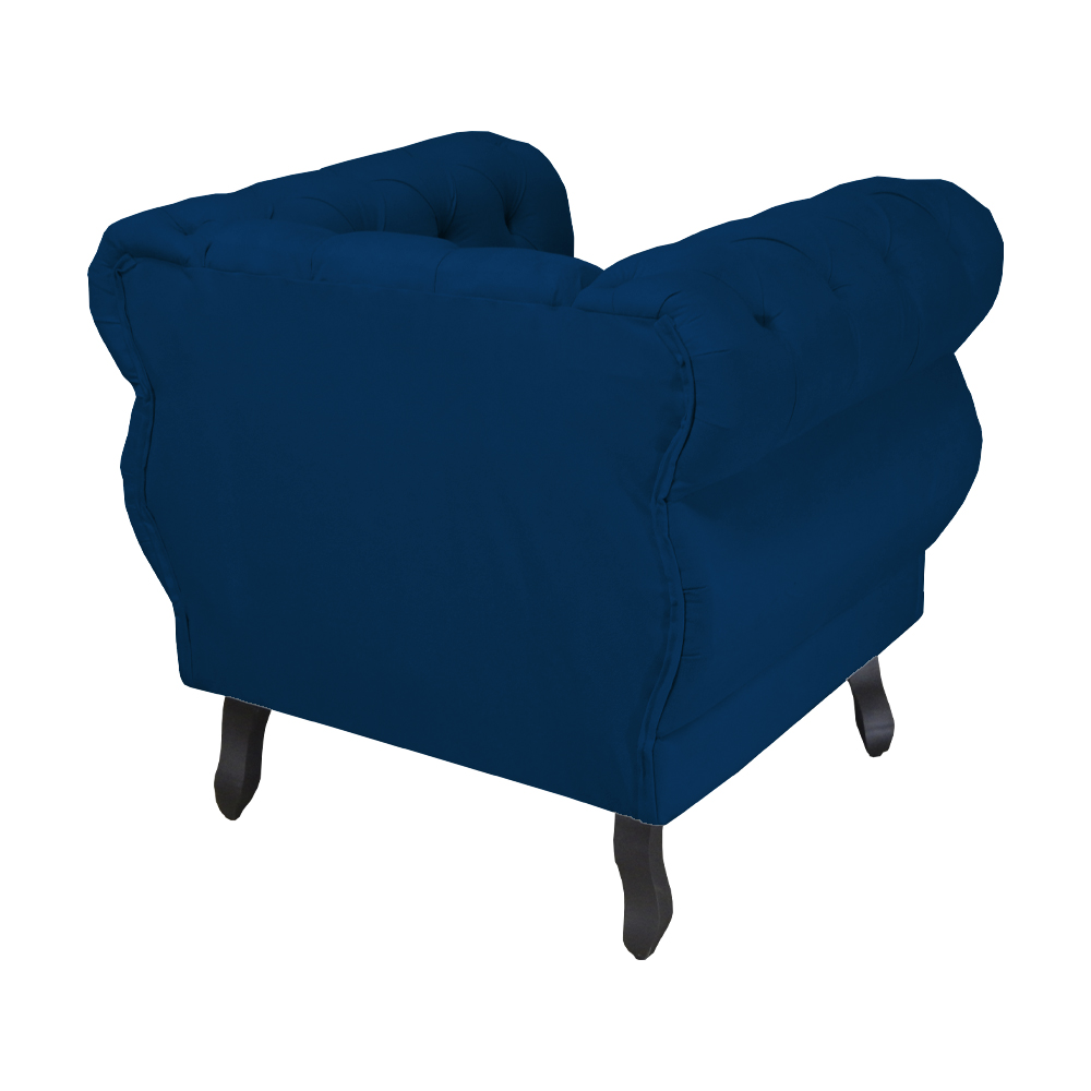 Poltrona Decorativa Maya Pés Luis XV Suede Azul Marinho - DS Estofados
