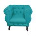 Poltrona Decorativa Maya Pés Luis XV Suede Azul Turquesa  - DS Estofados