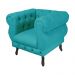 Poltrona Decorativa Maya Pés Luis XV Suede Azul Turquesa  - DS Estofados