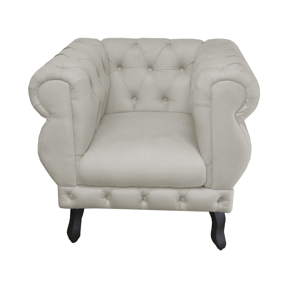 Poltrona Decorativa Maya Pés Luis XV Suede Bege - DS Estofados