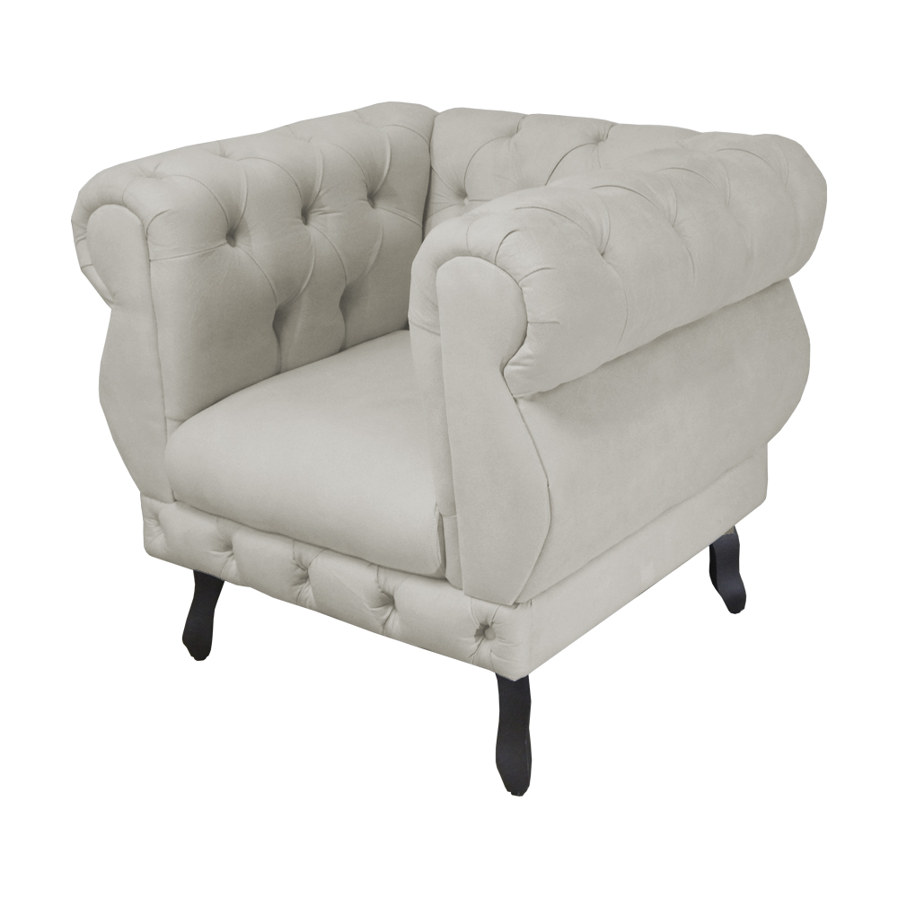 Poltrona Decorativa Maya Pés Luis XV Suede Bege - DS Estofados