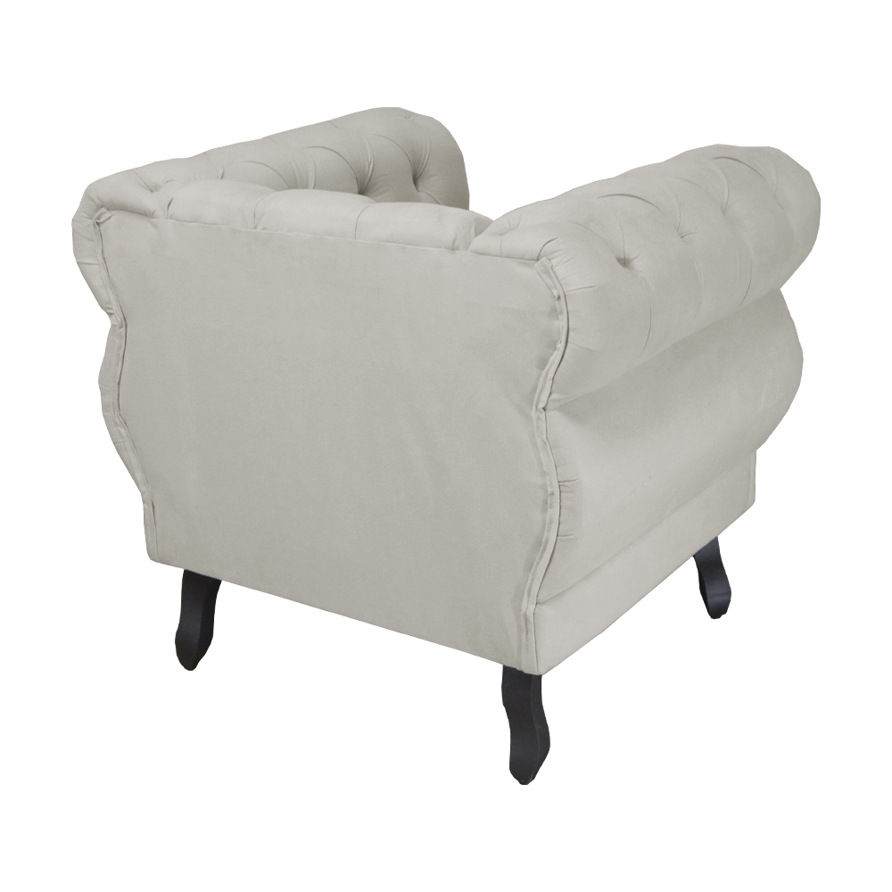 Poltrona Decorativa Maya Pés Luis XV Suede Bege - DS Estofados