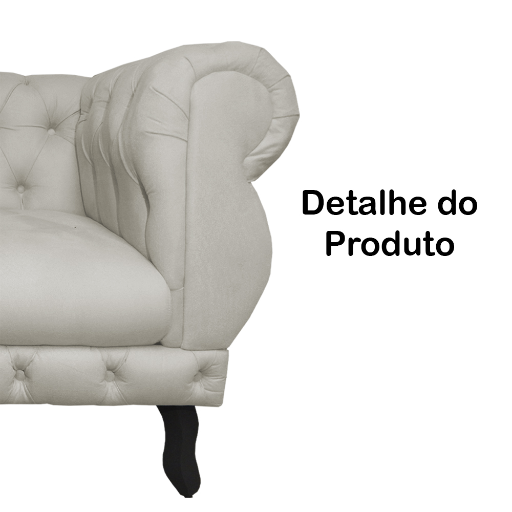 Poltrona Decorativa Maya Pés Luis XV Suede Bege - DS Estofados