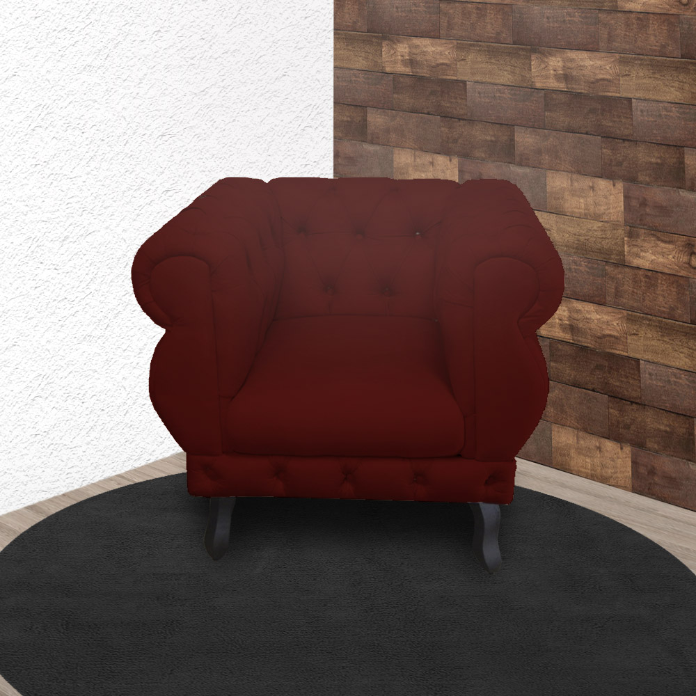 Poltrona Decorativa Maya Pés Luis XV Suede Bordô - DS Estofados