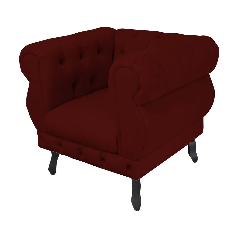 Poltrona Decorativa Maya Pés Luis XV Suede Bordô - DS Estofados