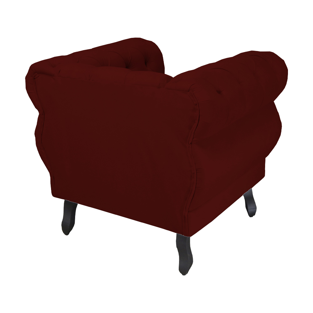Poltrona Decorativa Maya Pés Luis XV Suede Bordô - DS Estofados
