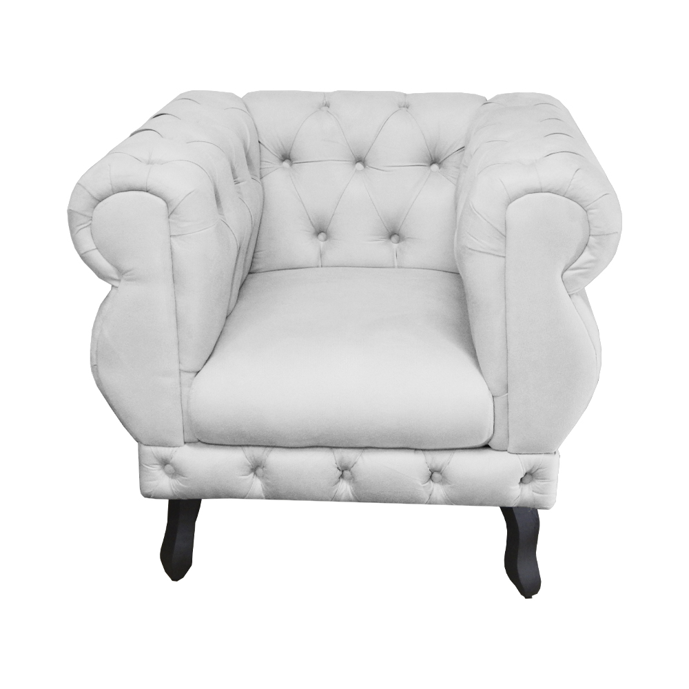 Poltrona Decorativa Maya Pés Luis XV Suede Branco - DS Estofados