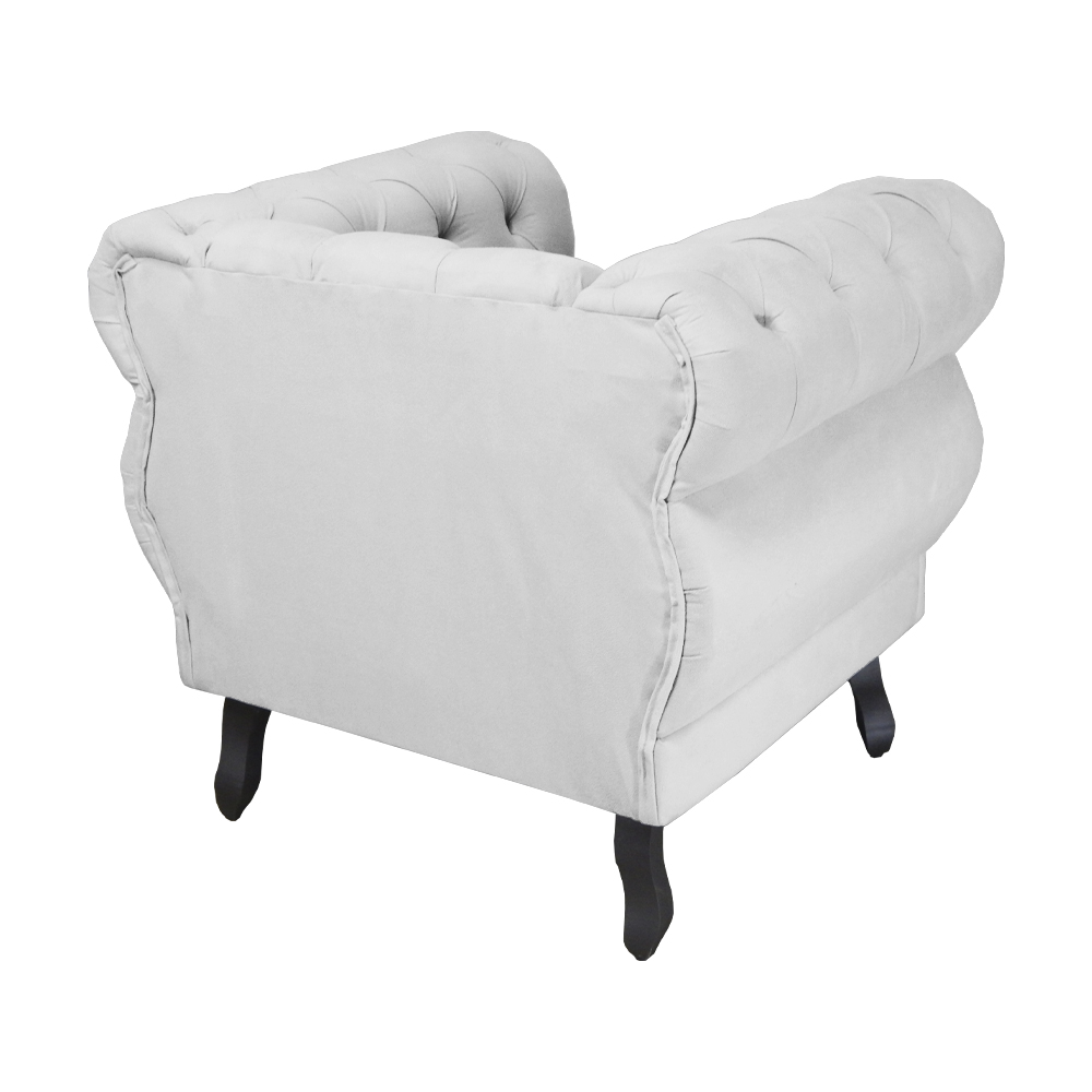 Poltrona Decorativa Maya Pés Luis XV Suede Branco - DS Estofados