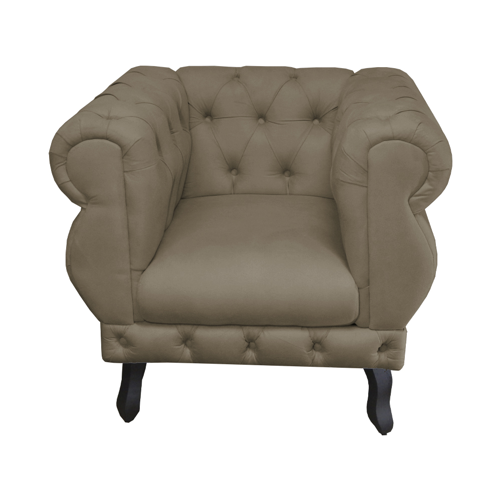 Poltrona Decorativa Maya Pés Luis XV Suede Capuccino - DS Estofados
