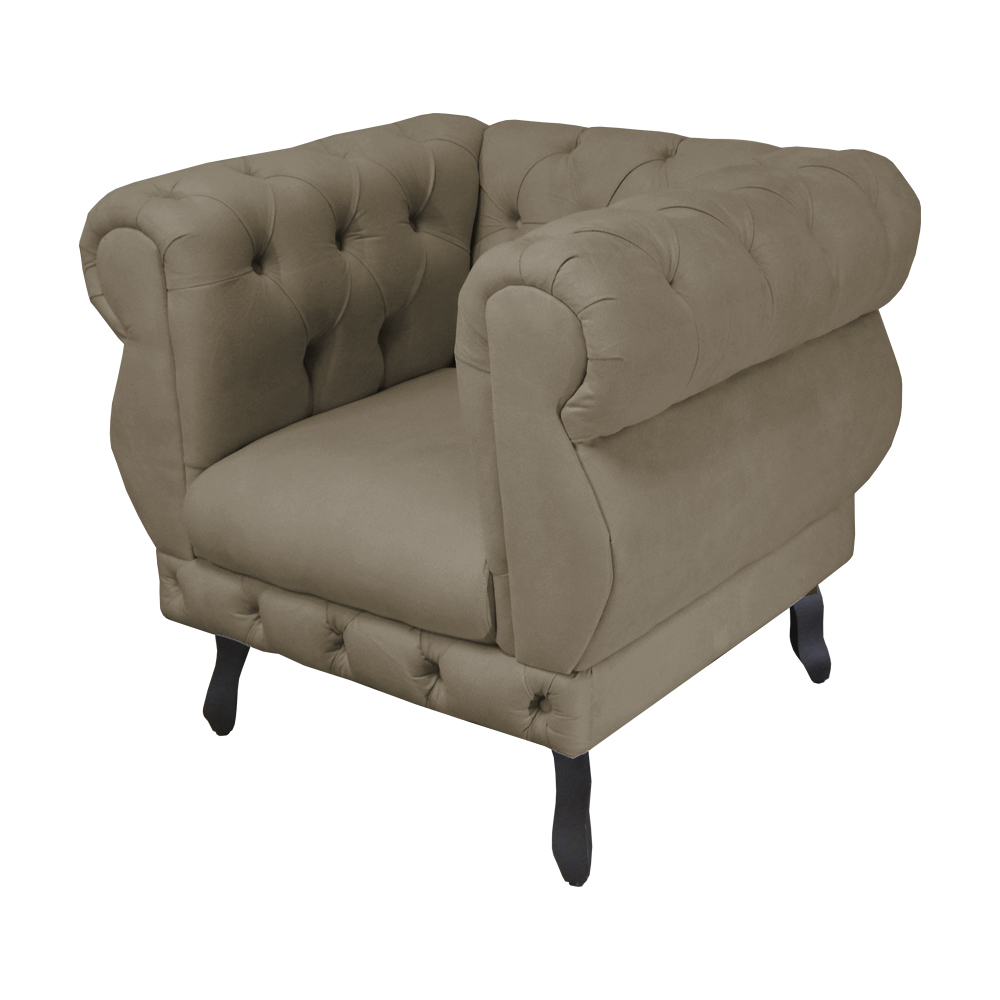 Poltrona Decorativa Maya Pés Luis XV Suede Capuccino - DS Estofados