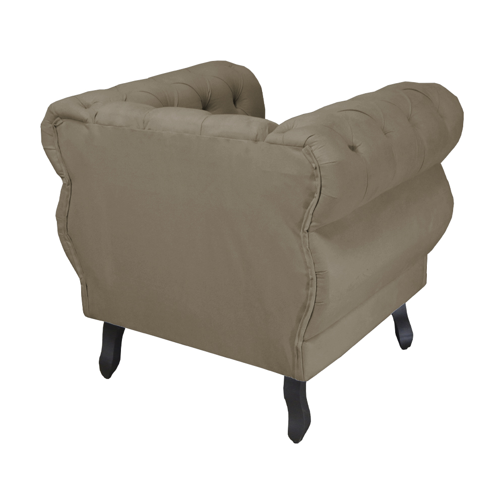 Poltrona Decorativa Maya Pés Luis XV Suede Capuccino - DS Estofados
