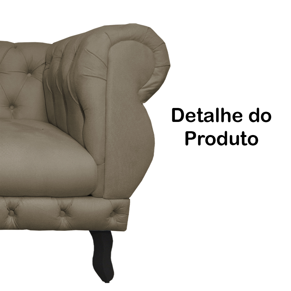 Poltrona Decorativa Maya Pés Luis XV Suede Capuccino - DS Estofados