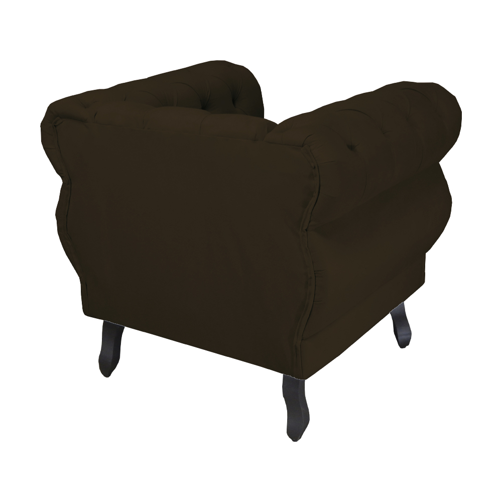 Poltrona Decorativa Maya Pés Luis XV Suede Marrom - DS Estofados