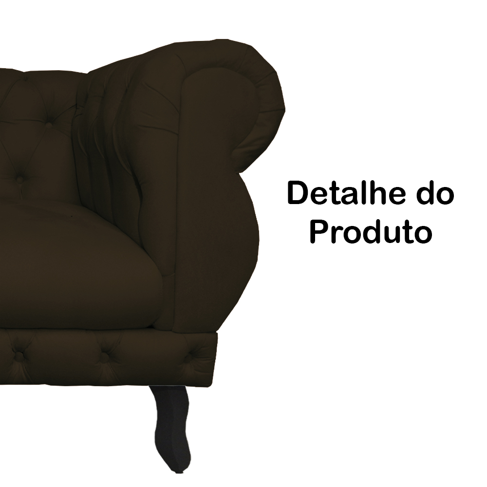 Poltrona Decorativa Maya Pés Luis XV Suede Marrom - DS Estofados