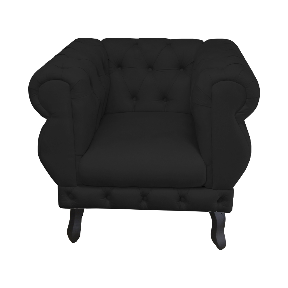 Poltrona Decorativa Maya Pés Luis XV Suede Preto - DS Estofados