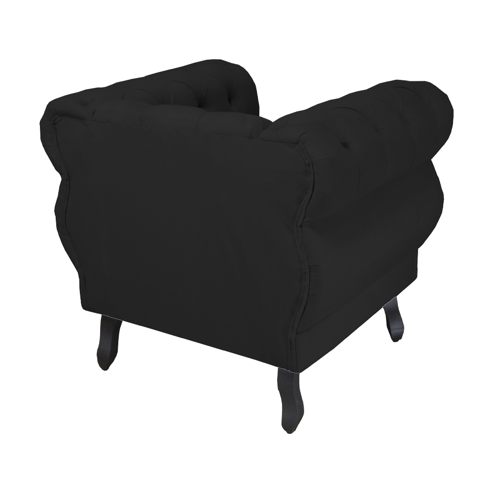 Poltrona Decorativa Maya Pés Luis XV Suede Preto - DS Estofados