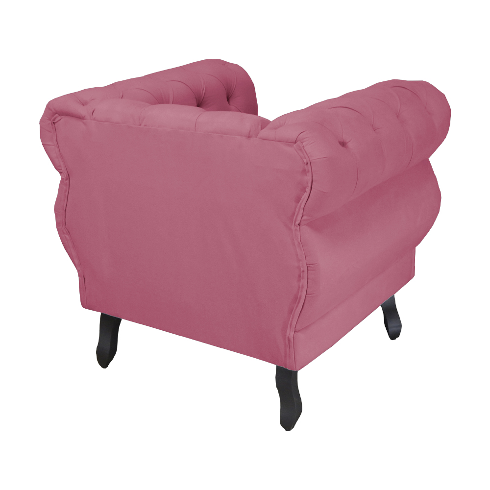 Poltrona Decorativa Maya Pés Luis XV Suede Rosa - DS Estofados