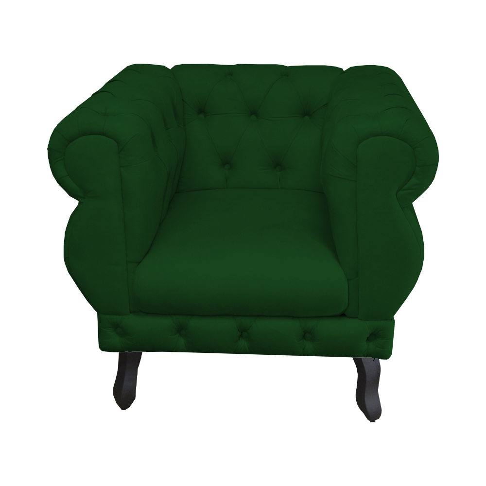 Poltrona Decorativa Maya Pés Luis XV Suede Verde - DS Estofados