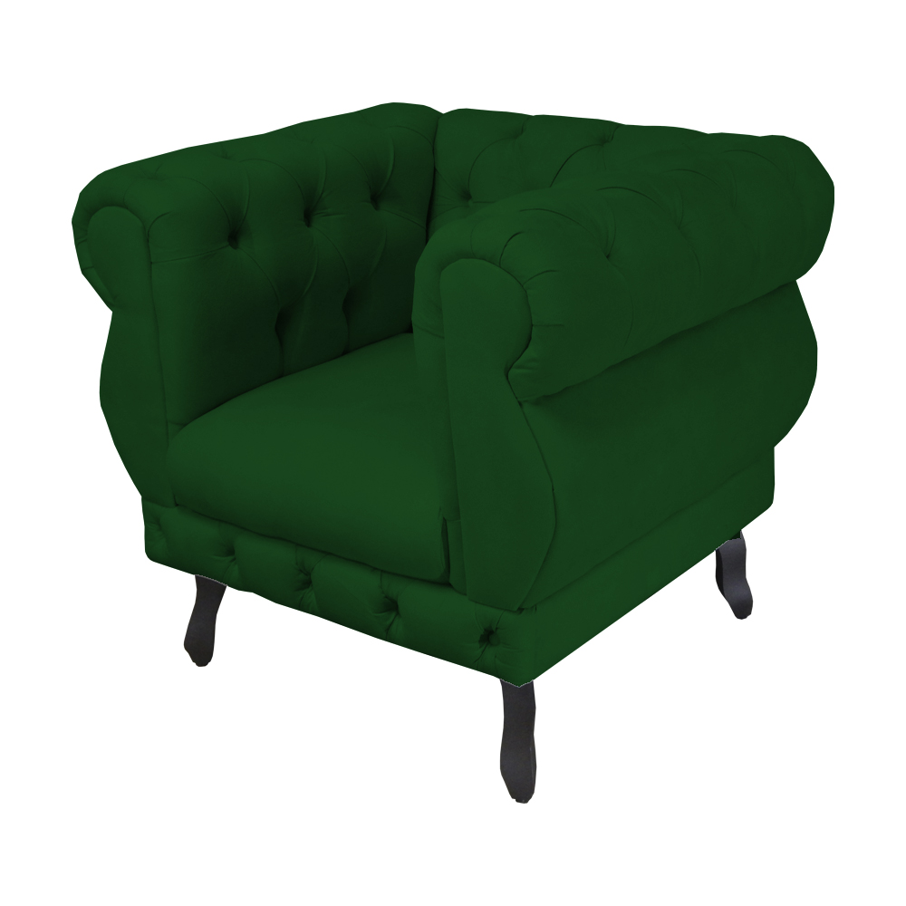 Poltrona Decorativa Maya Pés Luis XV Suede Verde - DS Estofados