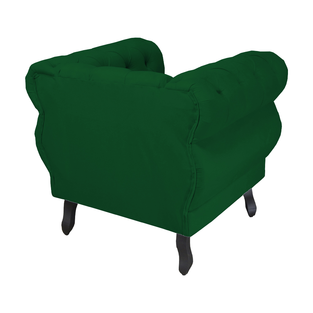 Poltrona Decorativa Maya Pés Luis XV Suede Verde - DS Estofados
