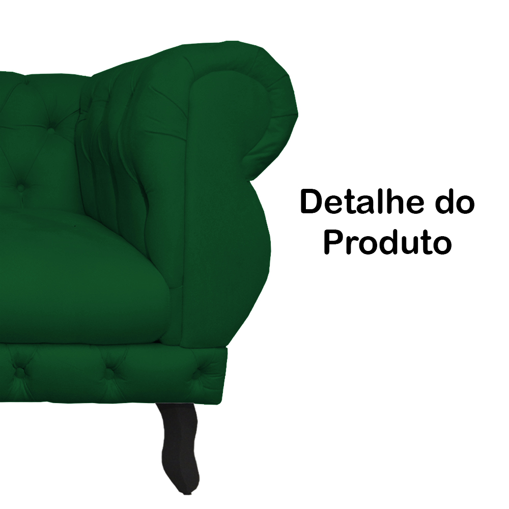 Poltrona Decorativa Maya Pés Luis XV Suede Verde - DS Estofados