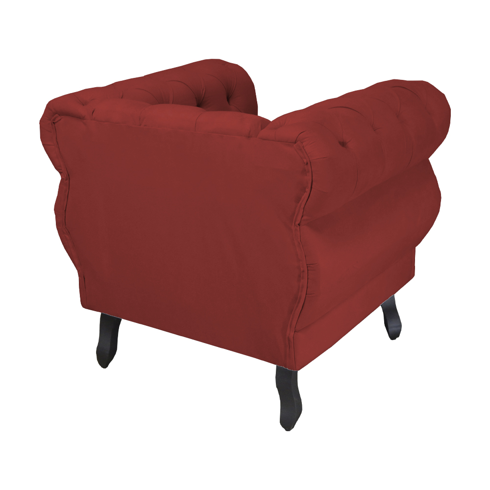 Poltrona Decorativa Maya Pés Luis XV Suede Vermelho - DS Estofados