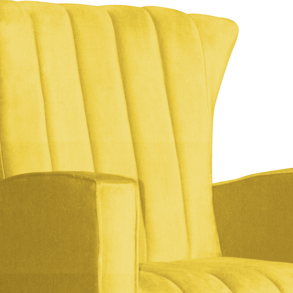 Poltrona Decorativa Melinda Pés Balanço Suede Amarelo