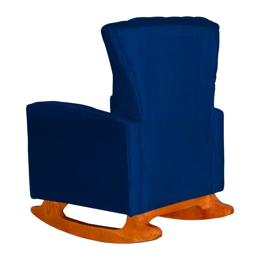 Poltrona Decorativa Melinda Pés Balanço Suede Azul Marinho