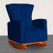 Poltrona Decorativa Melinda Pés Balanço Suede Azul Marinho