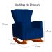 Poltrona Decorativa Melinda Pés Balanço Suede Azul Marinho