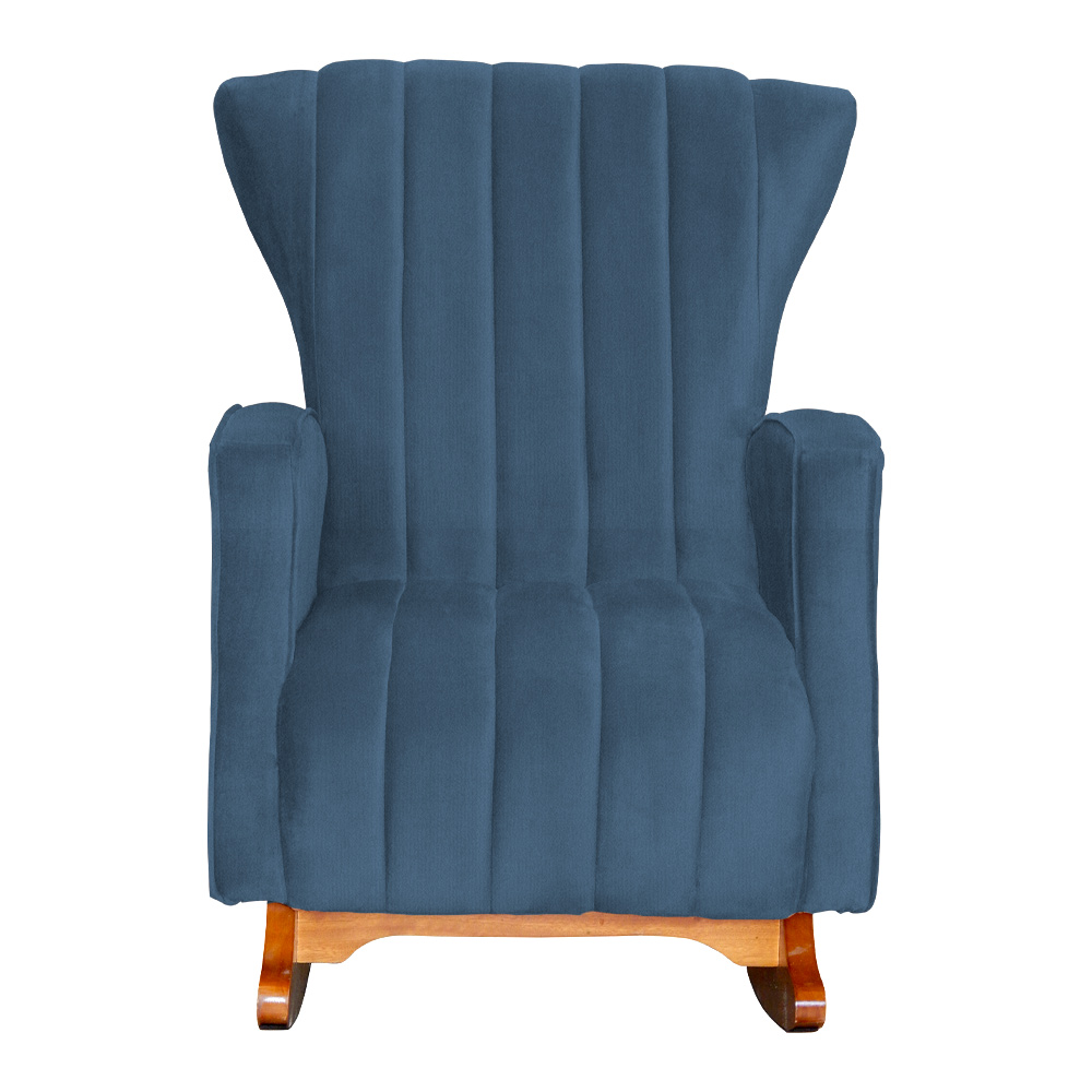 Poltrona Decorativa Melinda Pés Balanço Suede Azul Royal