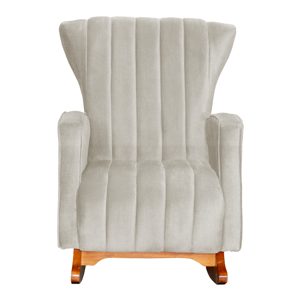 Poltrona Decorativa Melinda Pés Balanço Suede Bege