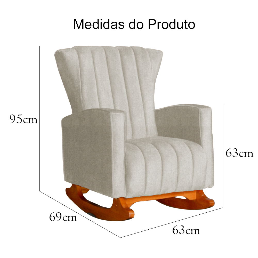 Poltrona Decorativa Melinda Pés Balanço Suede Bege