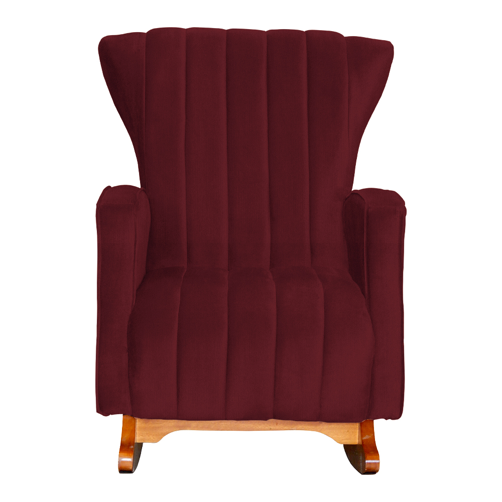 Poltrona Decorativa Melinda Pés Balanço Suede Bordô