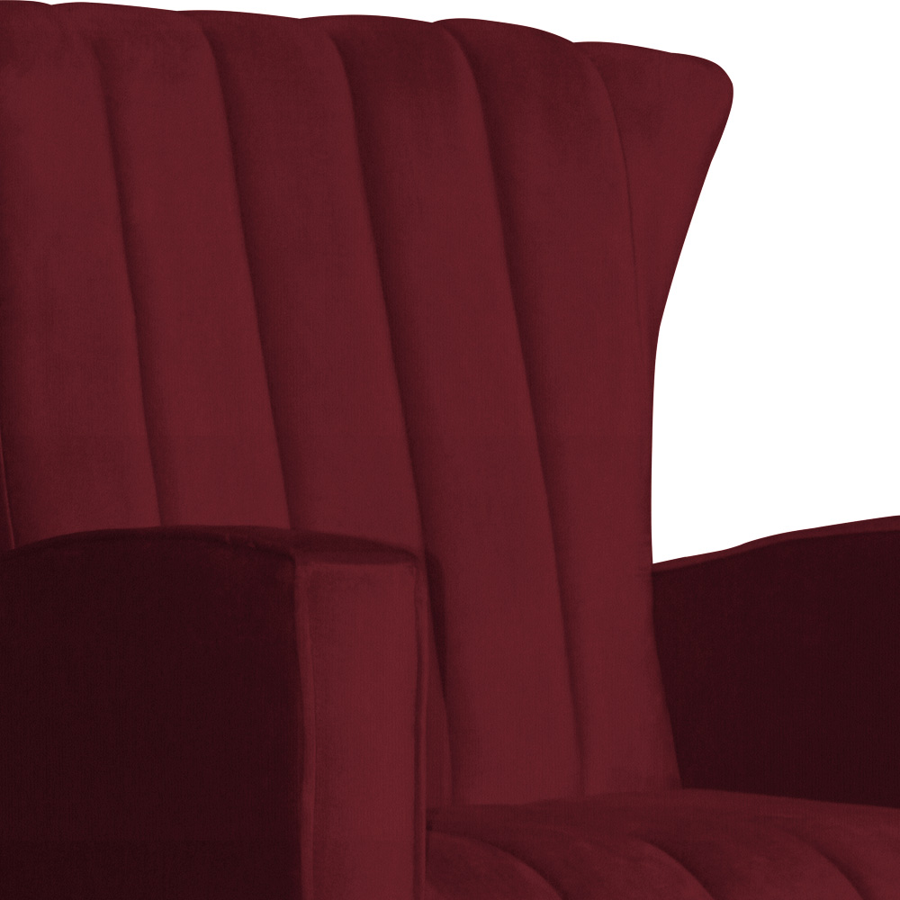 Poltrona Decorativa Melinda Pés Balanço Suede Bordô
