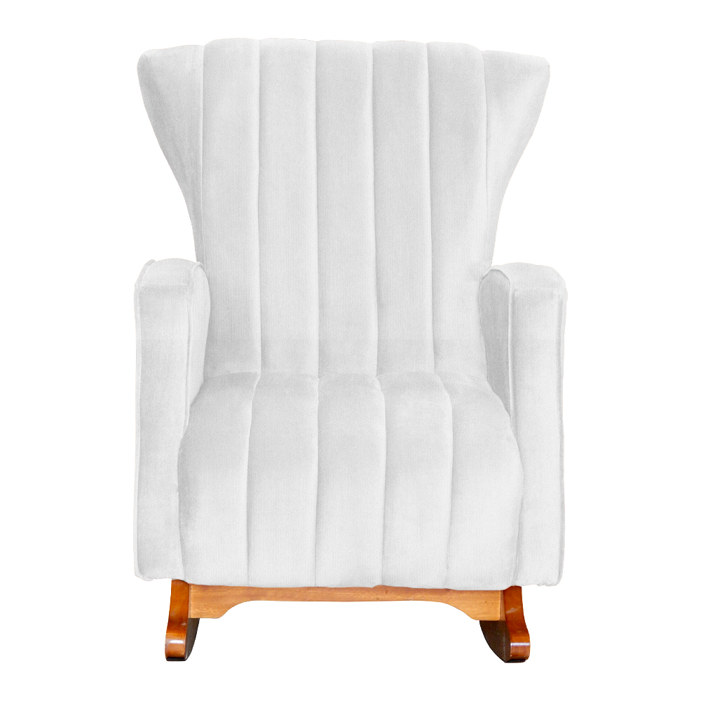 Poltrona Decorativa Melinda Pés Balanço Suede Branco