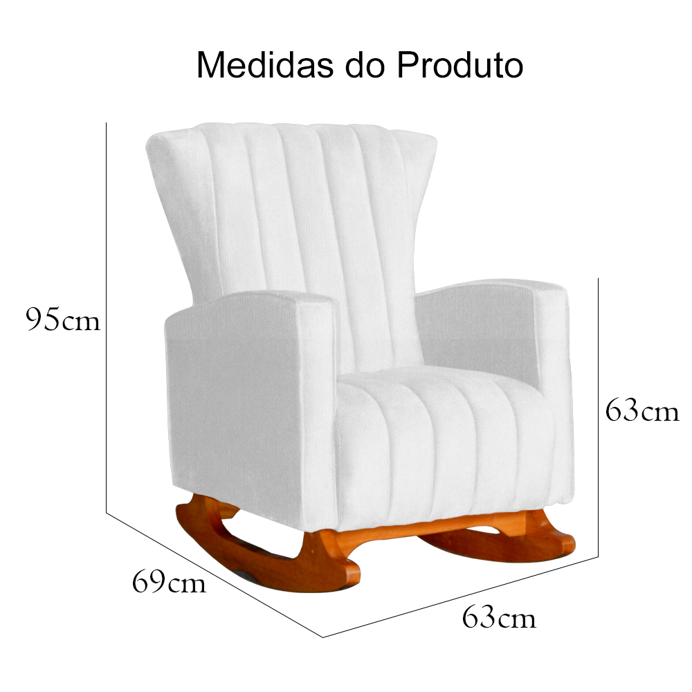 Poltrona Decorativa Melinda Pés Balanço Suede Branco