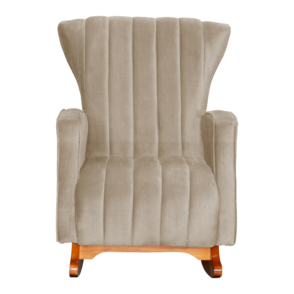 Poltrona Decorativa Melinda Pés Balanço Suede Capuccino